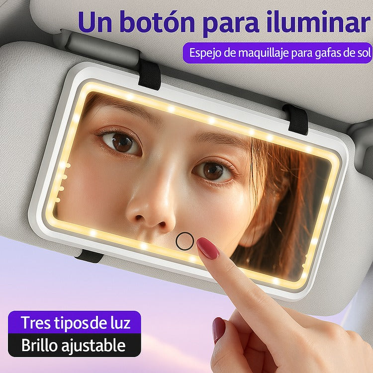 Espejo con Luz LED de Maquillaje para Auto